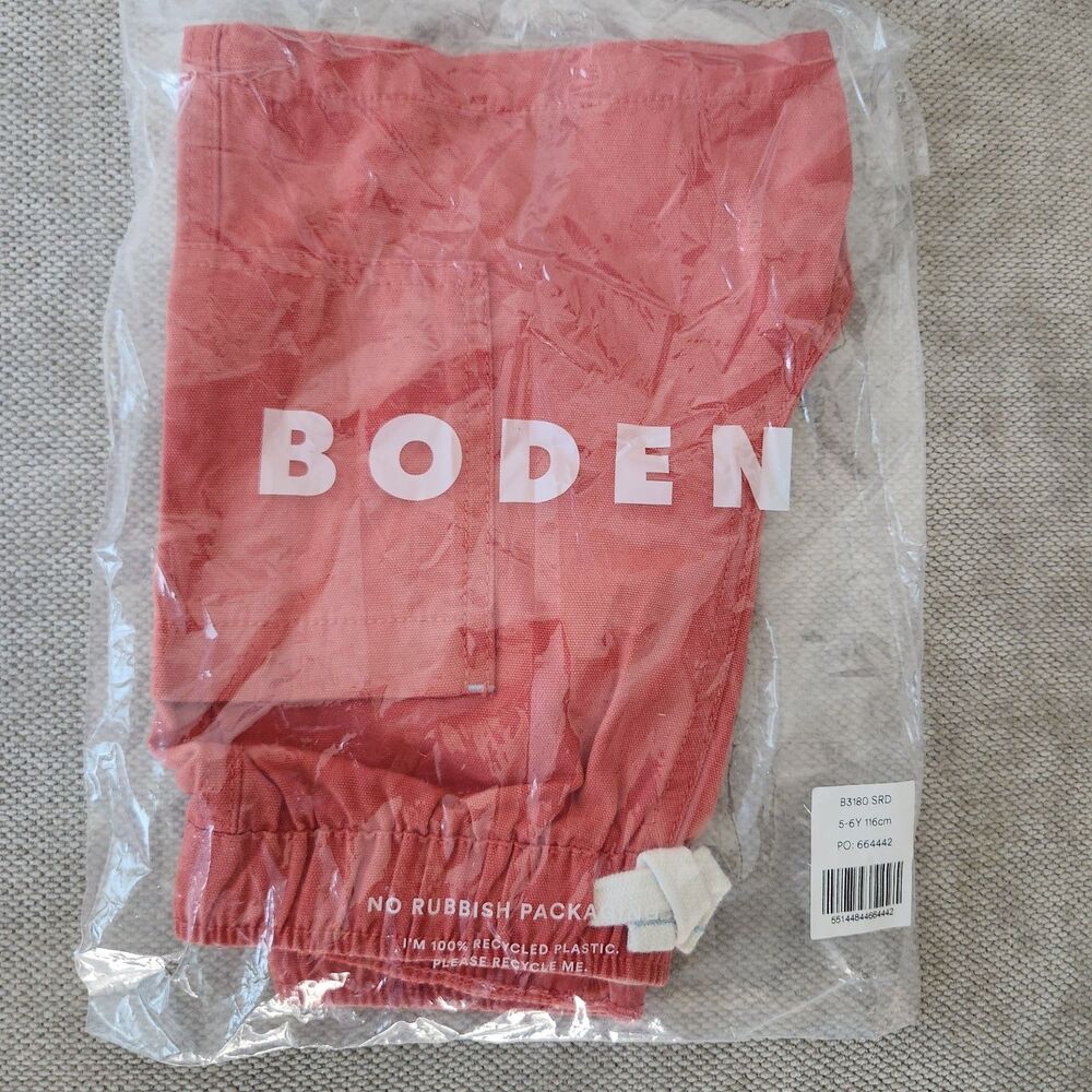 Mini Boden Boys 5-6 Y Garnet Rose Cotton Pocket Shorts NWT